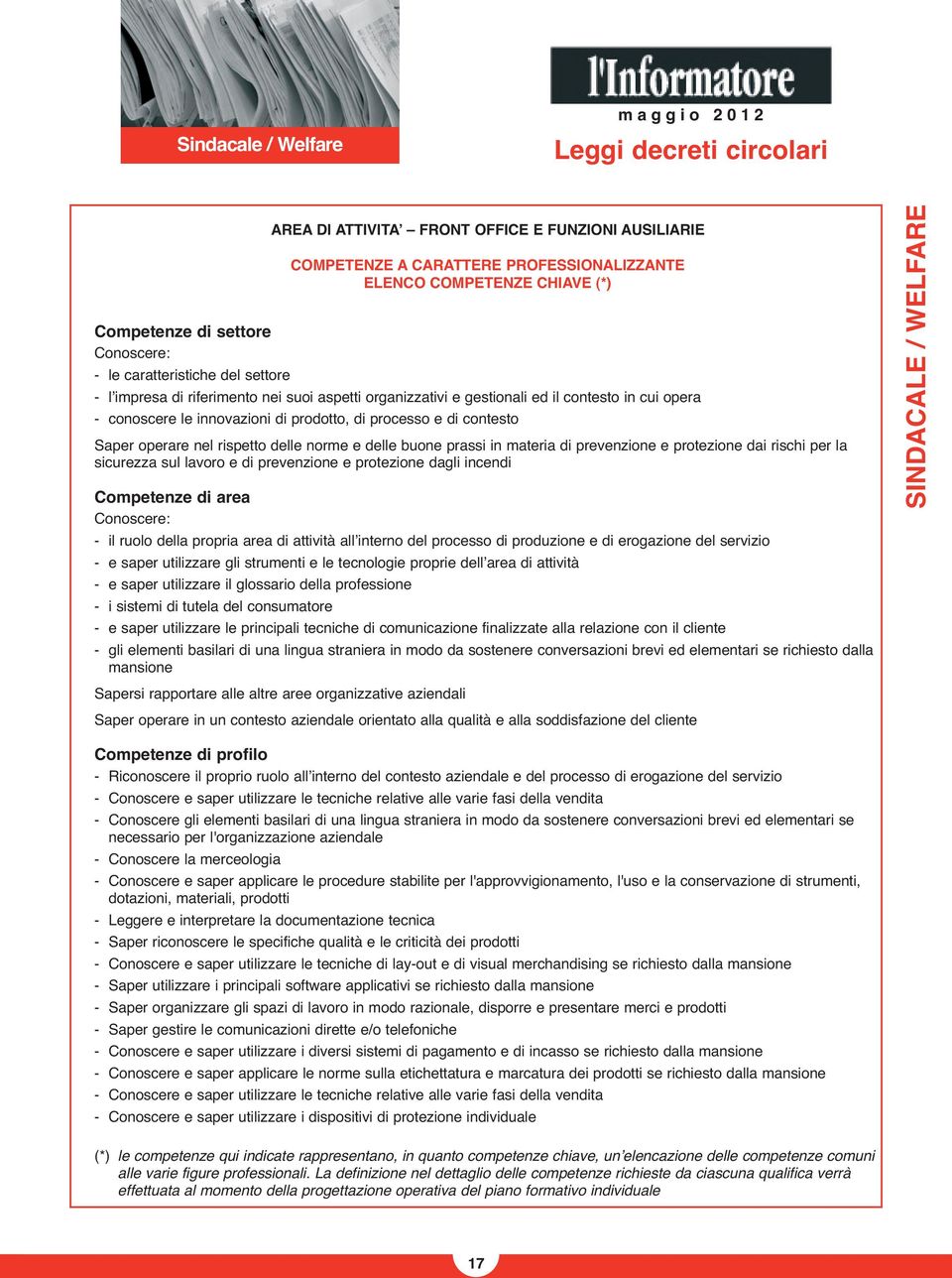 contesto Saper operare nel rispetto delle norme e delle buone prassi in materia di prevenzione e protezione dai rischi per la sicurezza sul lavoro e di prevenzione e protezione dagli incendi