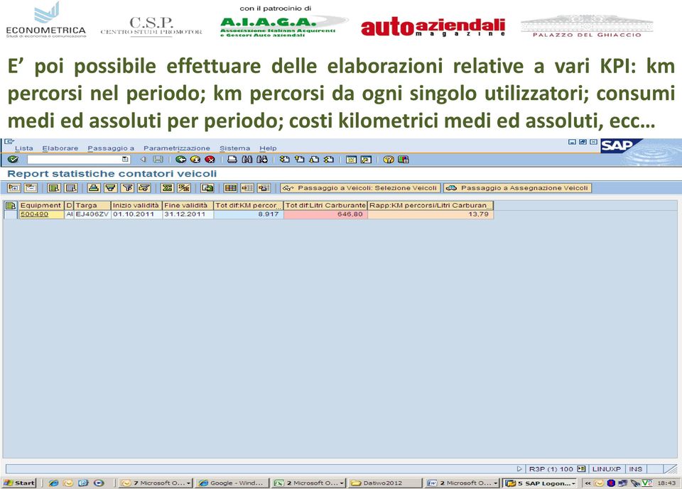 percorsi da ogni singolo utilizzatori; consumi medi