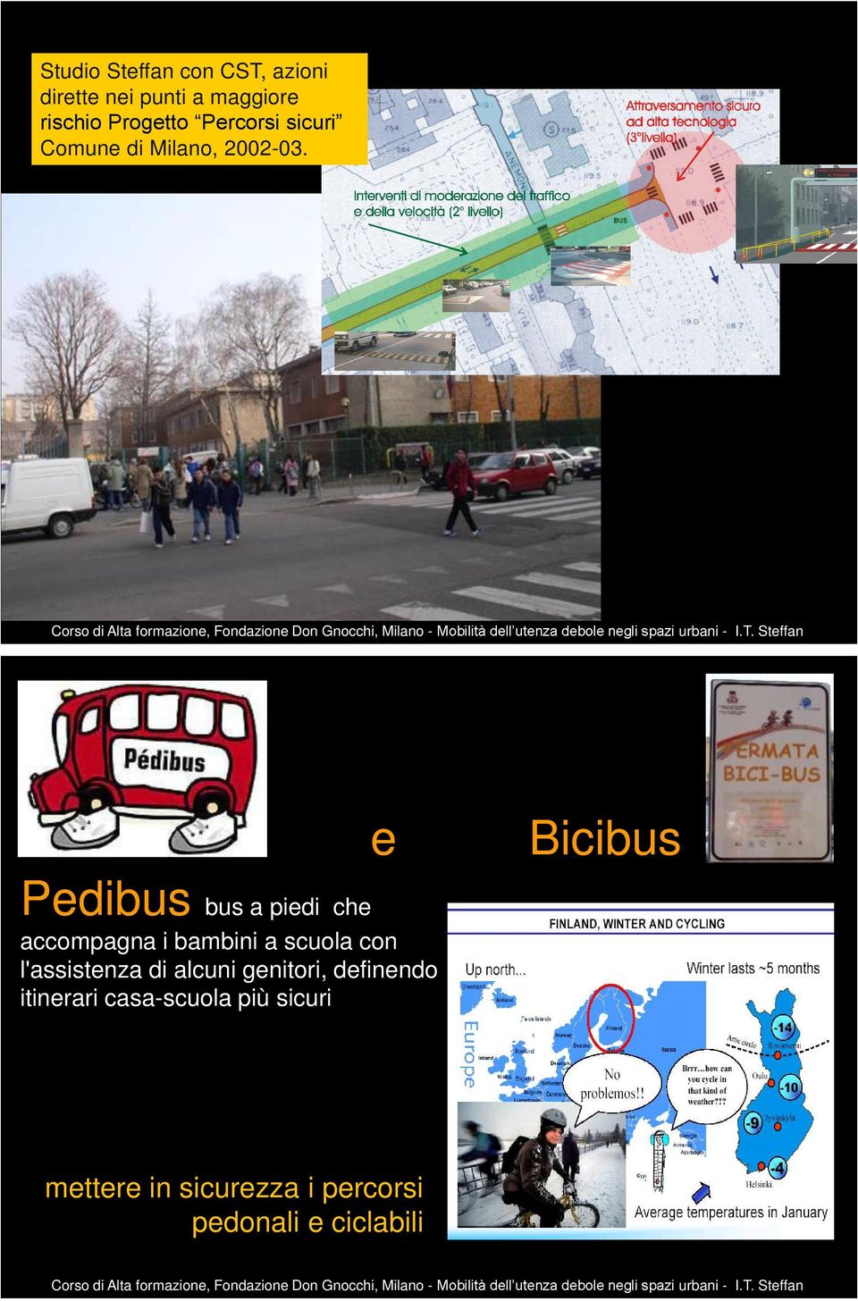 e Bicibus Pedibus bus a piedi che accompagna i bambini a scuola con