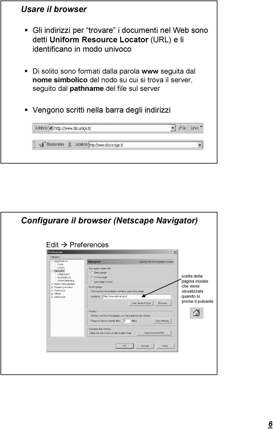 trova il server, seguito dal pathname del file sul server Vengono scritti nella barra degli indirizzi Configurare il