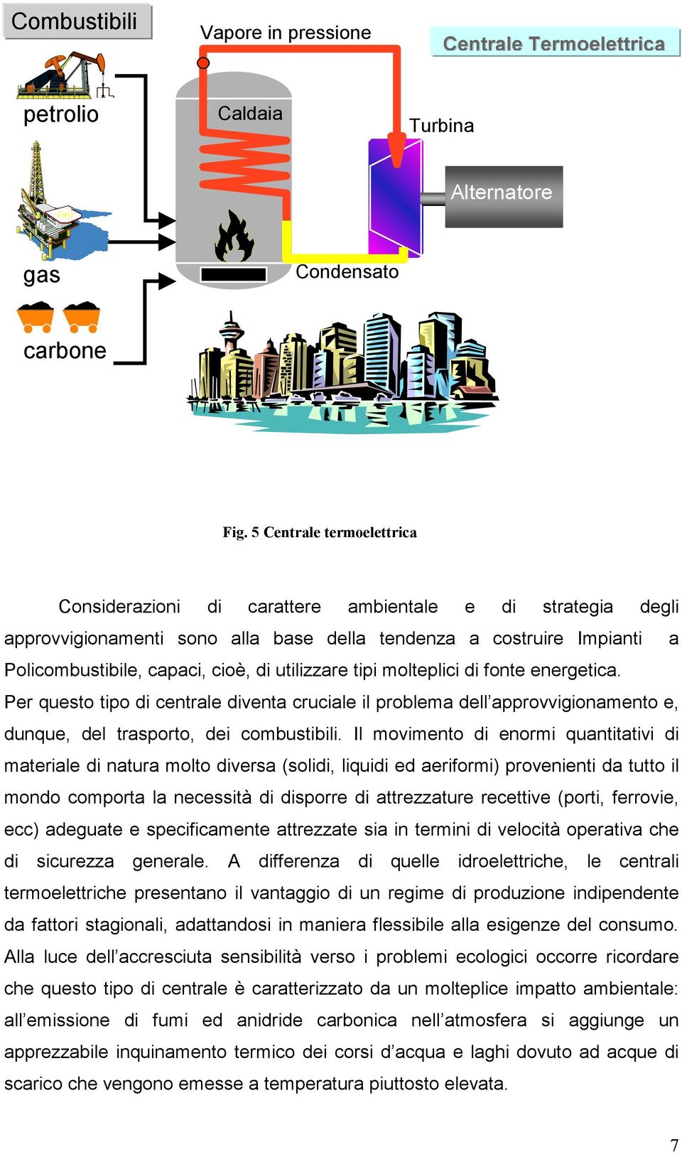 utilizzare tipi molteplici di fonte energetica. Per questo tipo di centrale diventa cruciale il problema dell approvvigionamento e, dunque, del trasporto, dei combustibili.