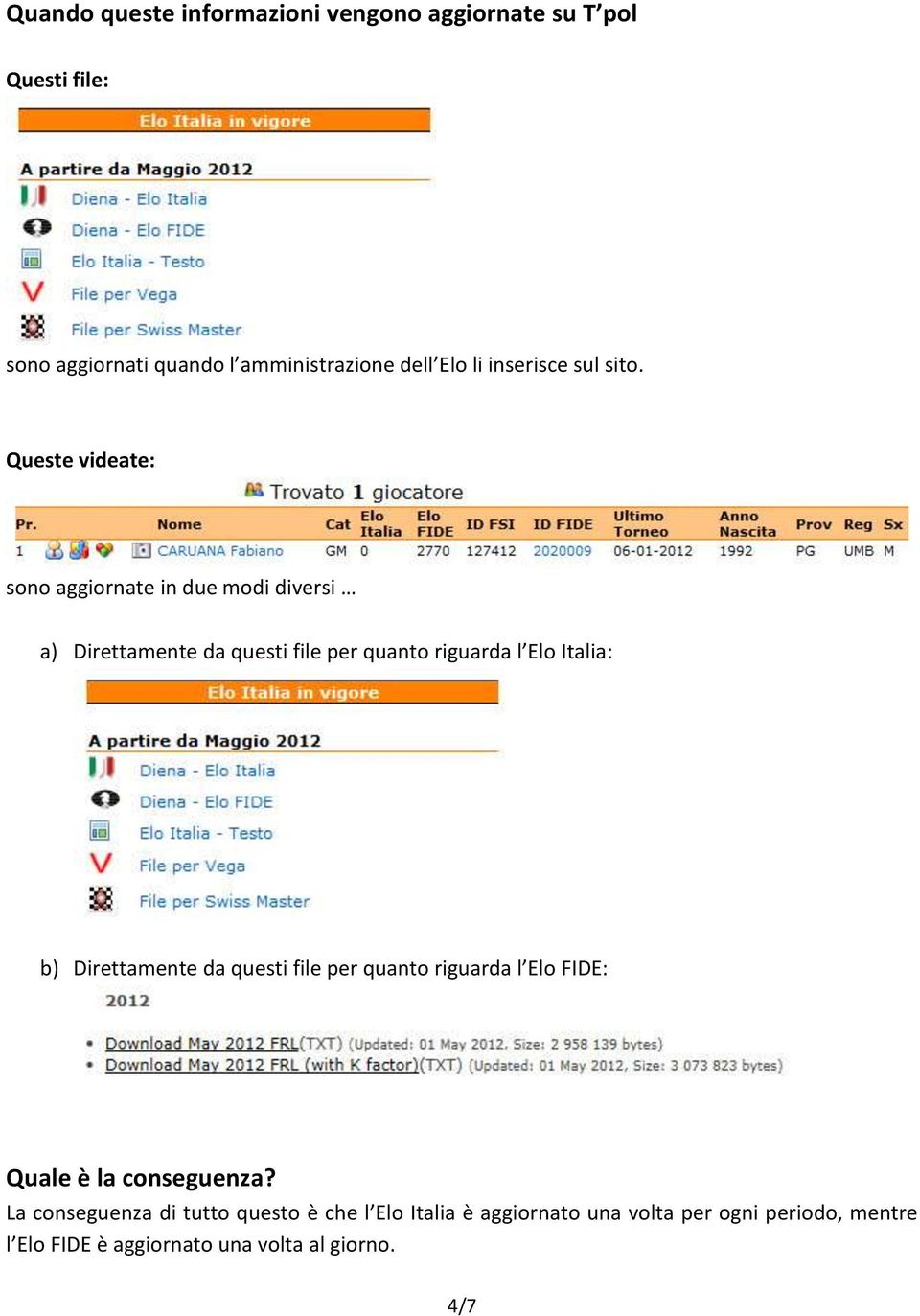 Queste videate: sono aggiornate in due modi diversi a) Direttamente da questi file per quanto riguarda l Elo Italia: b)