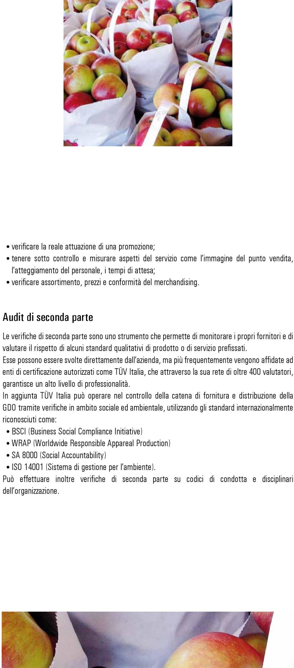 Audit di seconda parte Le verifiche di seconda parte sono uno strumento che permette di monitorare i propri fornitori e di valutare il rispetto di alcuni standard qualitativi di prodotto o di