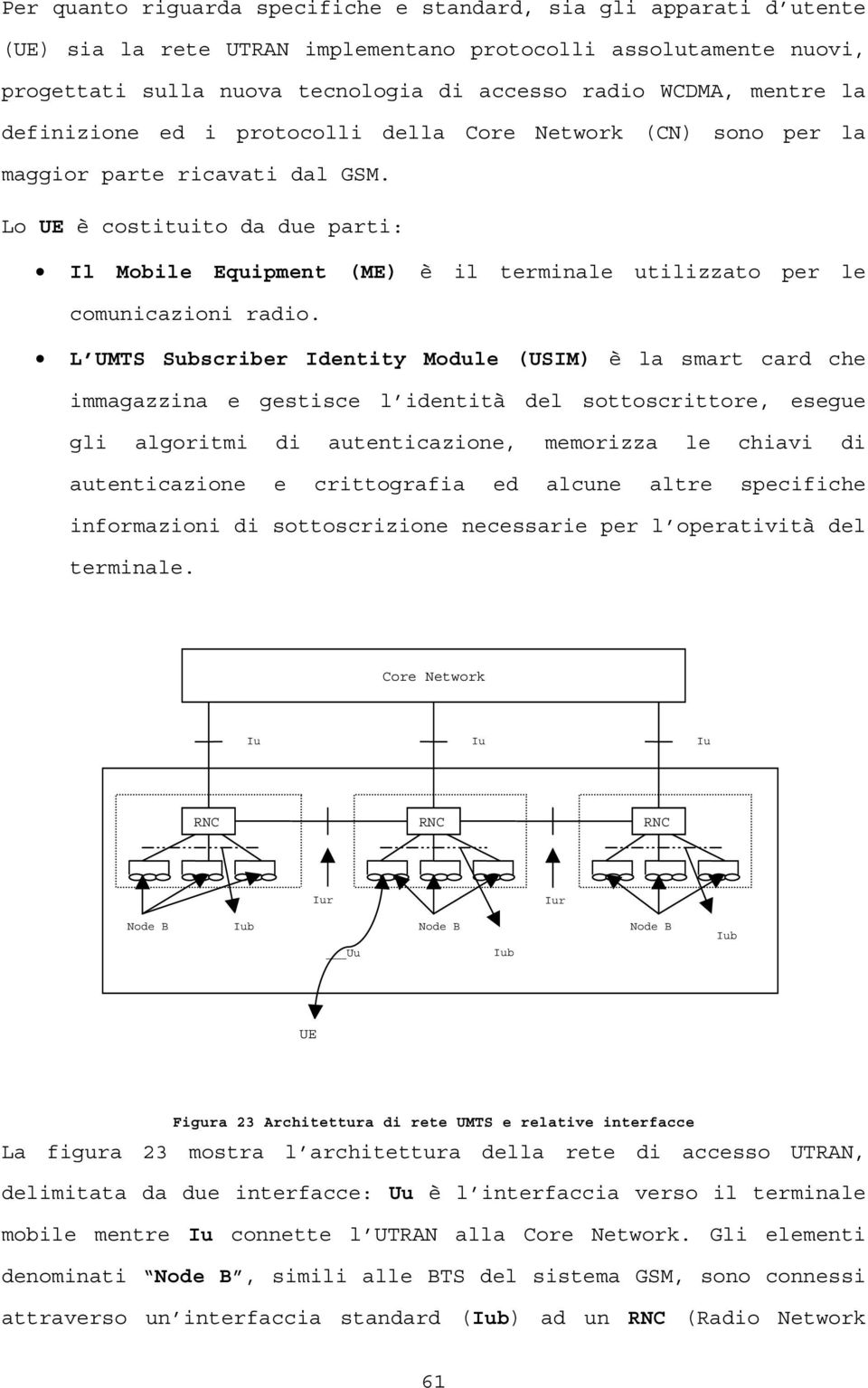 Lo UE è costituito da due parti: Il Mobile Equipment (ME) è il terminale utilizzato per le comunicazioni radio.