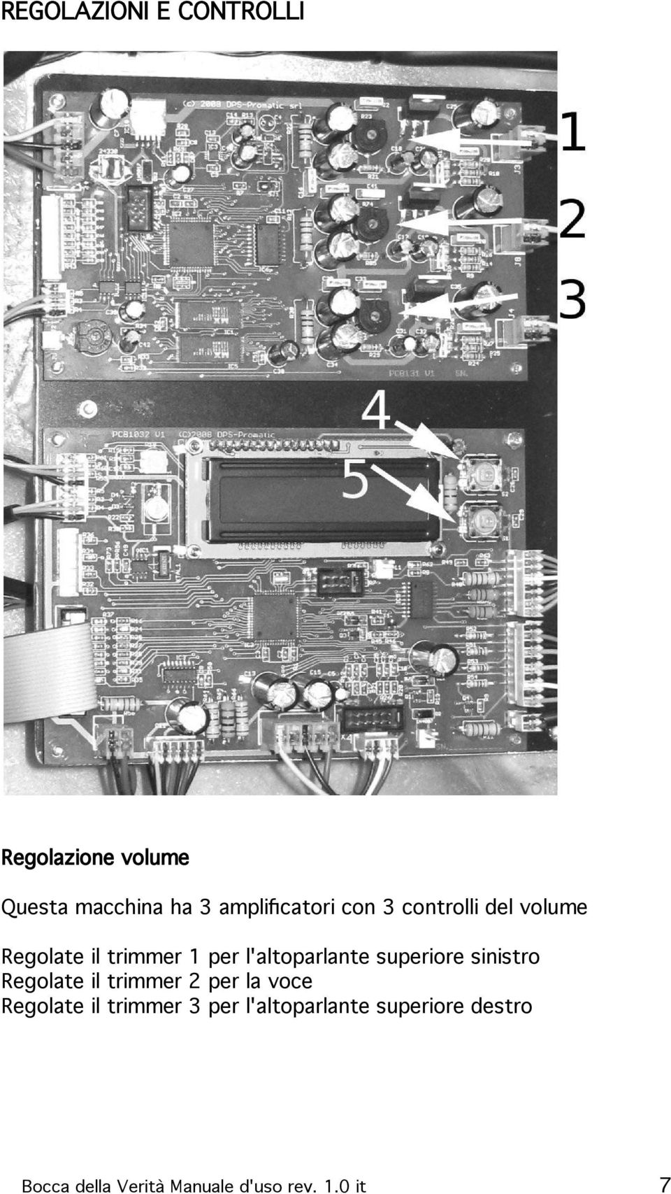 l'altoparlante superiore sinistro Regolate il trimmer 2 per la voce