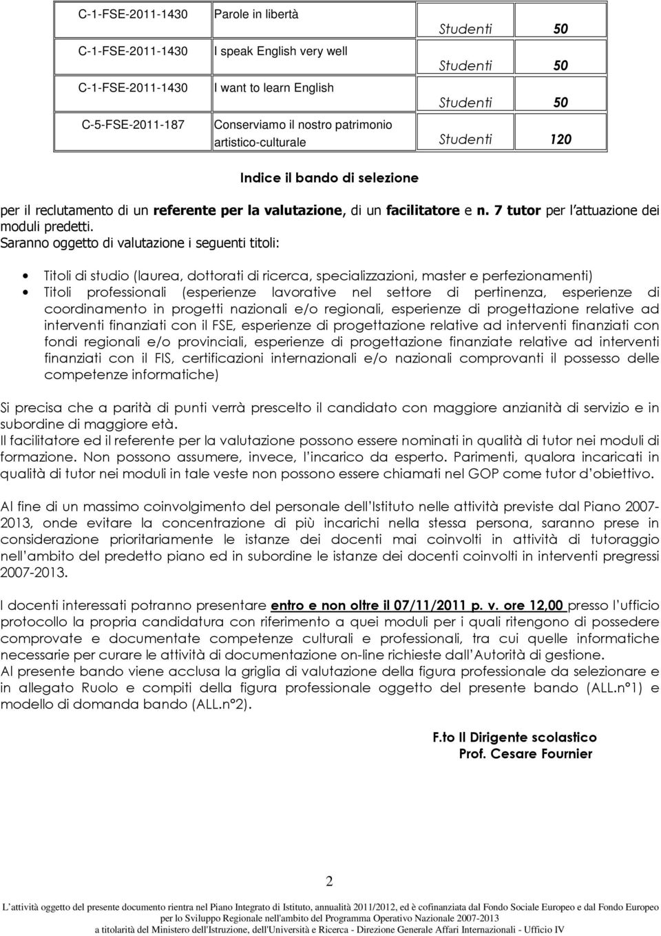 Saranno oggetto di valutazione i seguenti titoli: Titoli di studio (laurea, dottorati di ricerca, specializzazioni, master e perfezionamenti) Titoli professionali (esperienze lavorative nel settore