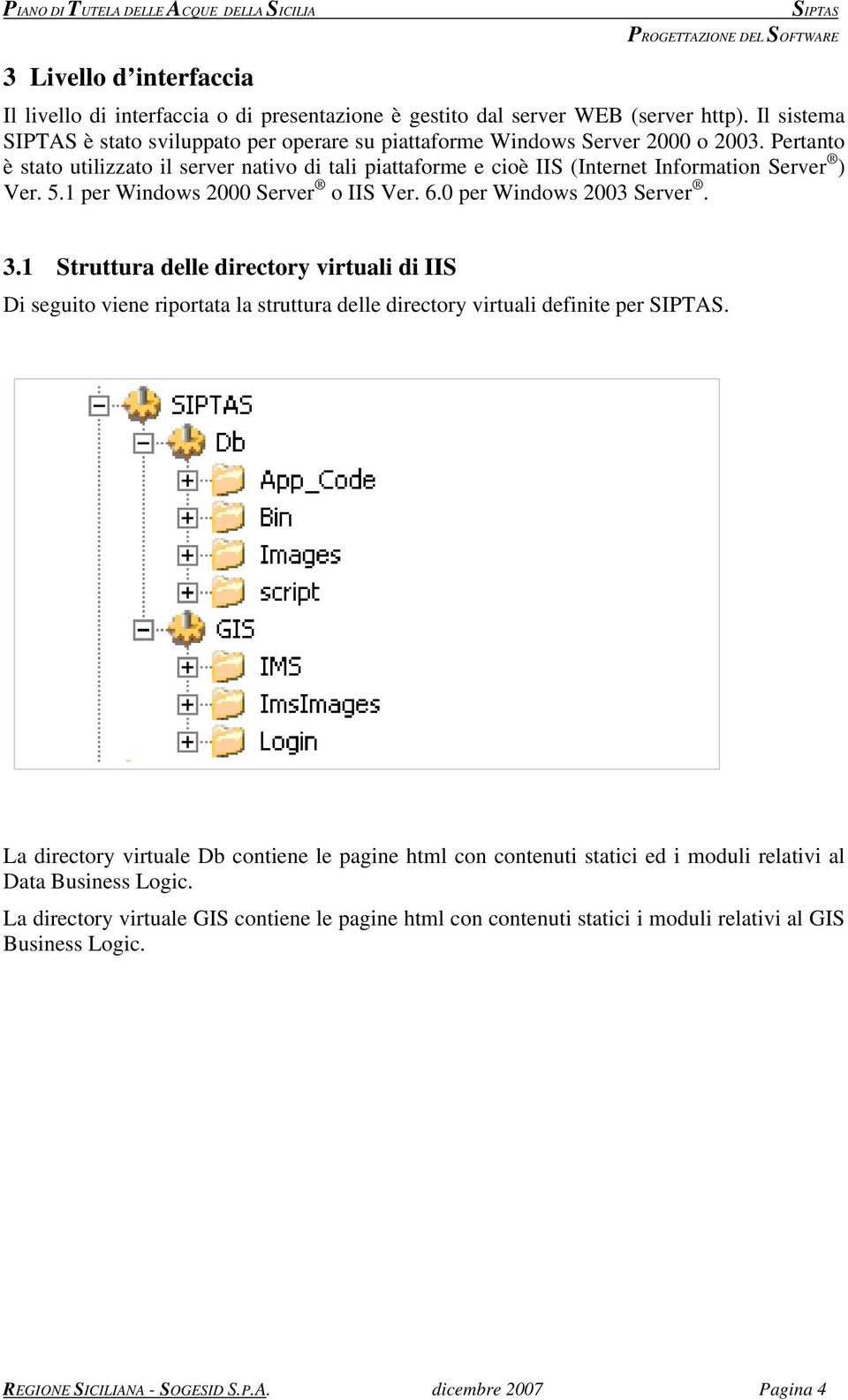 1 Struttura delle directory virtuali di IIS Di seguito viene riportata la struttura delle directory virtuali definite per.