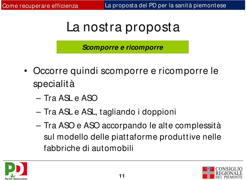 tagliando i doppioni Tra ASO e ASO accorpando le alte complessità