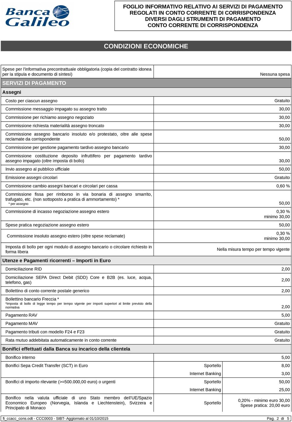 Commissione assegno bancario insoluto e/o protestato, oltre alle spese reclamate da corrispondente 50,00 Commissione per gestione pagamento tardivo assegno bancario 30,00 Commissione costituzione