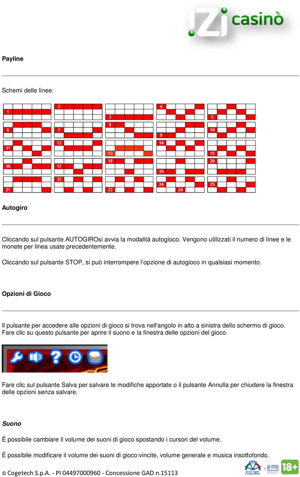 Opzioni di Gioco Il pulsante per accedere alle opzioni di gioco si trova nell'angolo in alto a sinistra dello schermo di gioco.