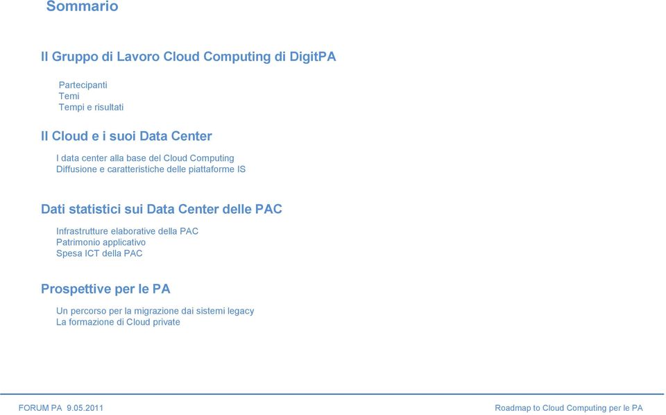 piattaforme IS Dati statistici sui Data Center delle PAC Infrastrutture elaborative della PAC Patrimonio applicativo Spesa