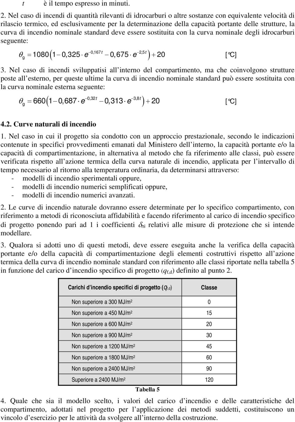 strutture, la curva di incendio nominale standard deve essere sostituita con la curva nominale degli idrocarburi seguente: 0,167t 2,5t ( ) θg = 1080 1 0,325 e 0,675 e + 20 [ C] 3.