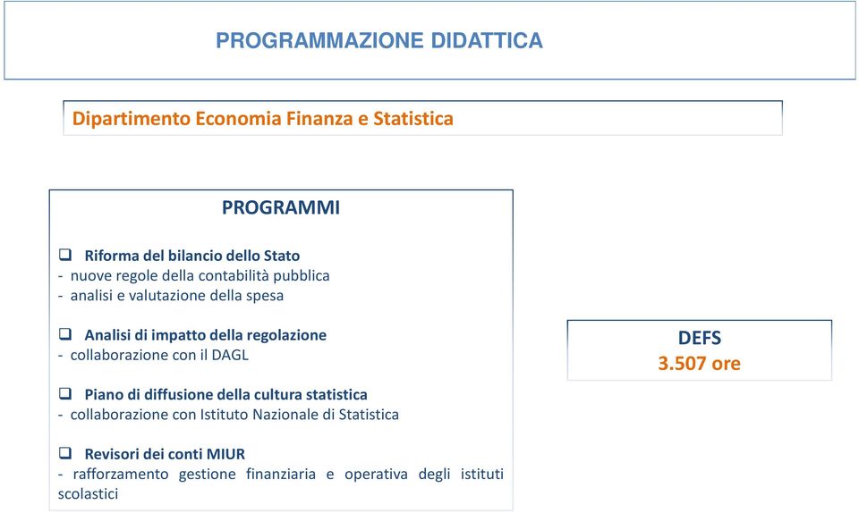 con il DAGL Piano di diffusione della cultura statistica - collaborazione con Istituto Nazionale di Statistica