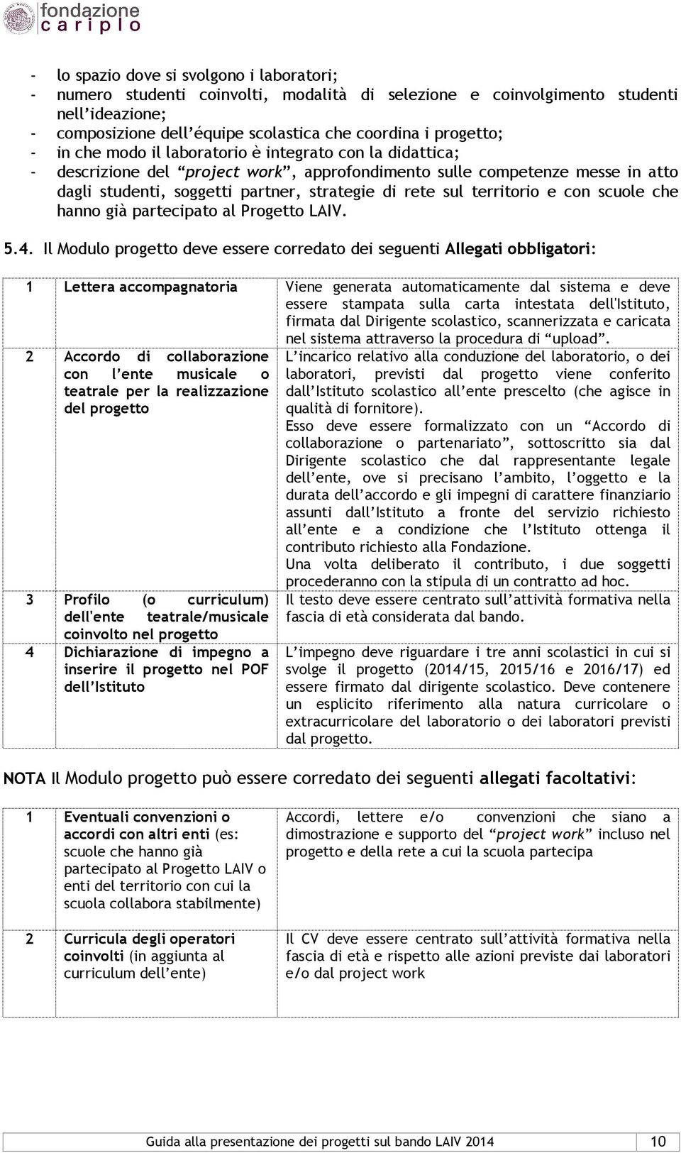 territorio e con scuole che hanno già partecipato al Progetto LAIV. 5.4.