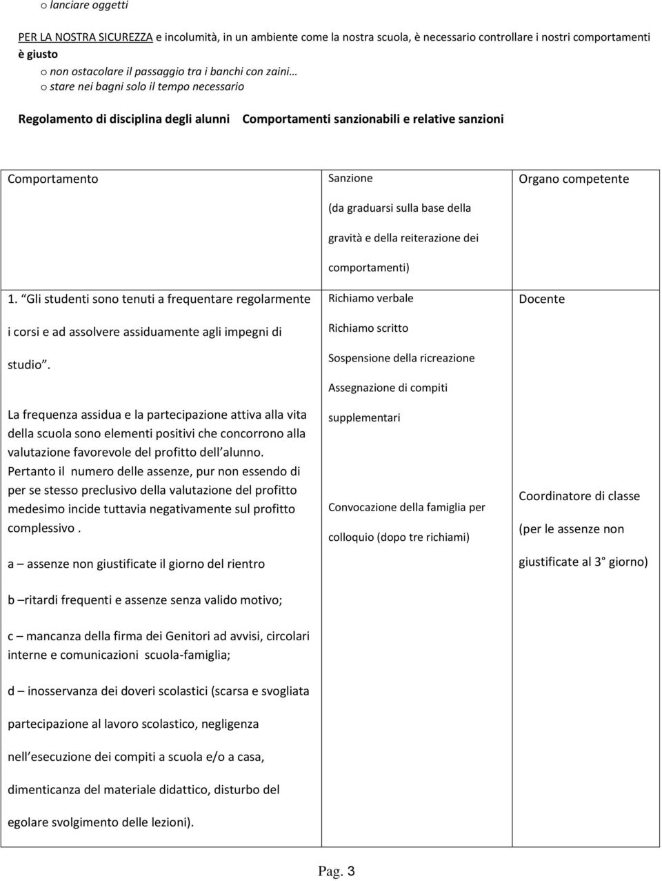 reiterazione dei comportamenti) Organo competente 1. Gli studenti sono tenuti a frequentare regolarmente i corsi e ad assolvere assiduamente agli impegni di studio.