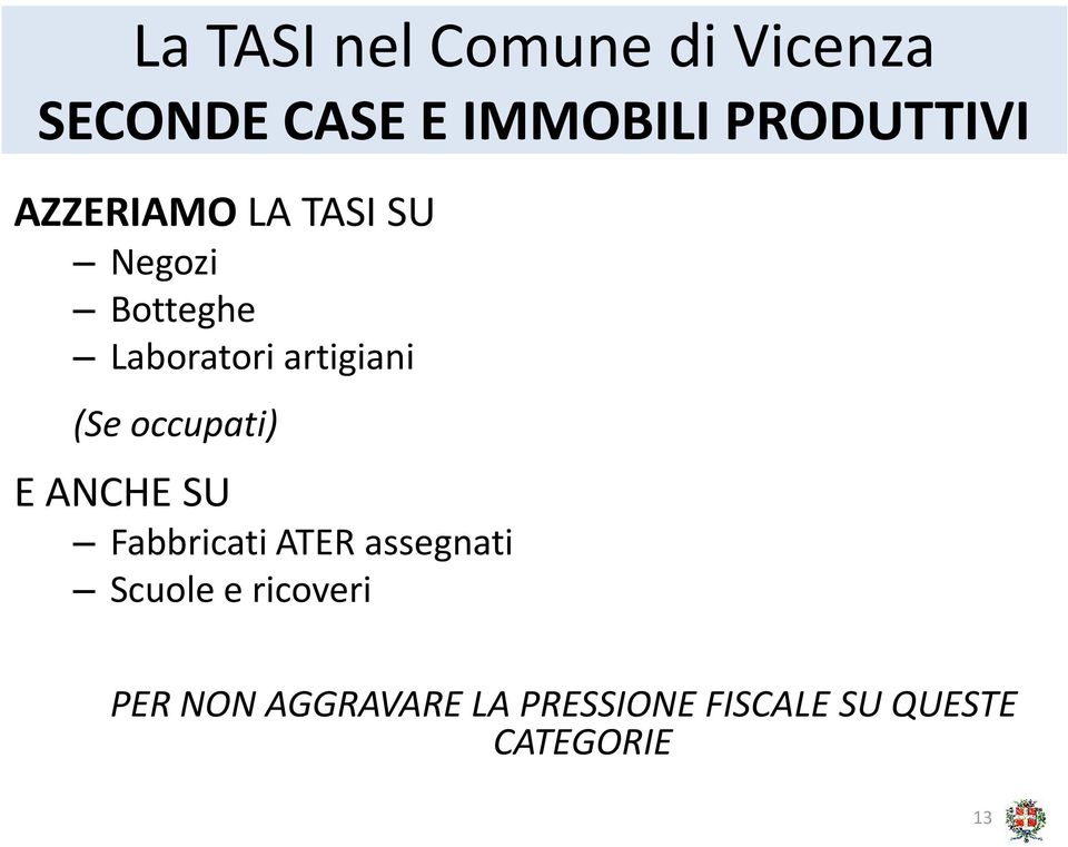 E IMMOBILI PRODUTTIVI Fabbricati ATER assegnati Scuole e