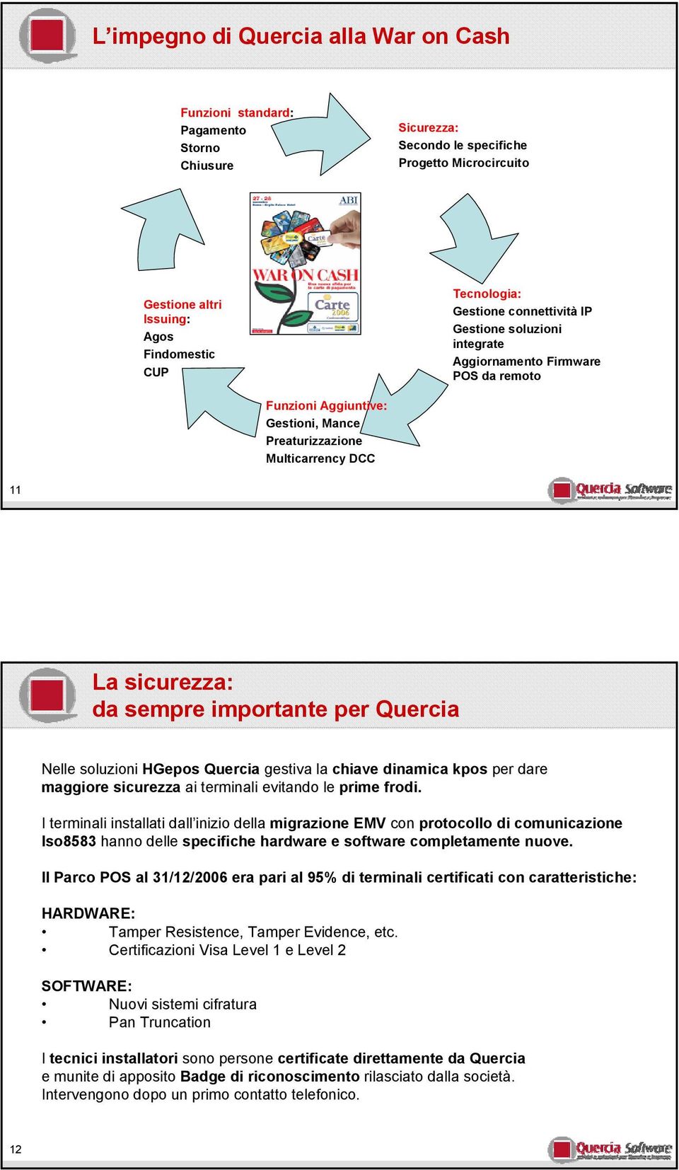 importante per Quercia Nelle soluzioni HGepos Quercia gestiva la chiave dinamica kpos per dare maggiore sicurezza ai terminali evitando le prime frodi.