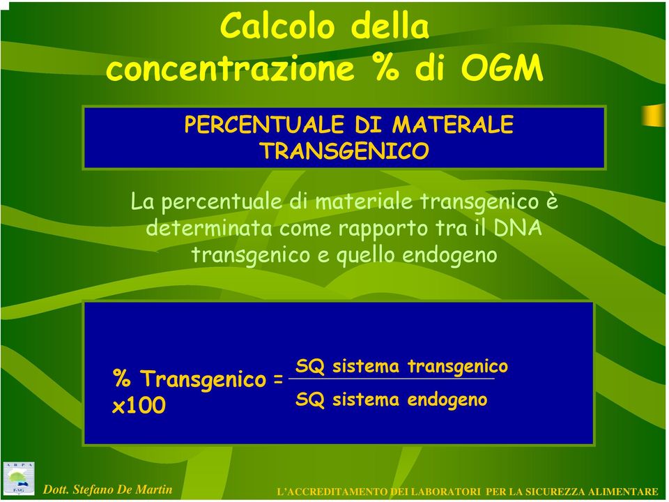 come rapporto tra il DNA transgenico e quello endogeno %