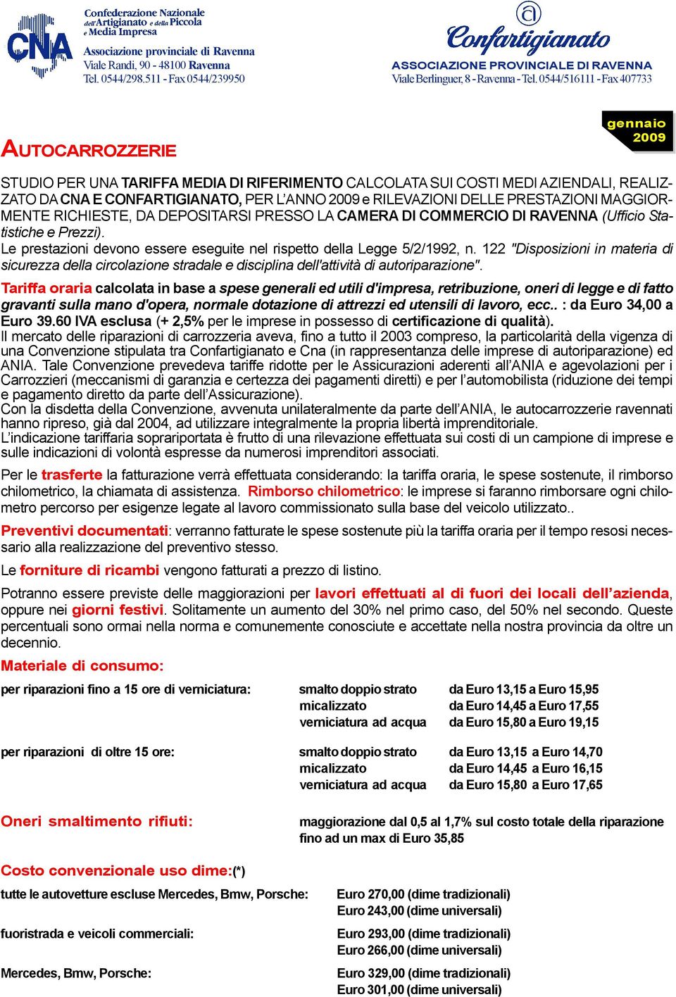 Il mercato delle riparazioni di carrozzeria aveva, fino a tutto il 2003 compreso, la particolarità della vigenza di una Convenzione stipulata tra Confartigianato e Cna (in rappresentanza delle