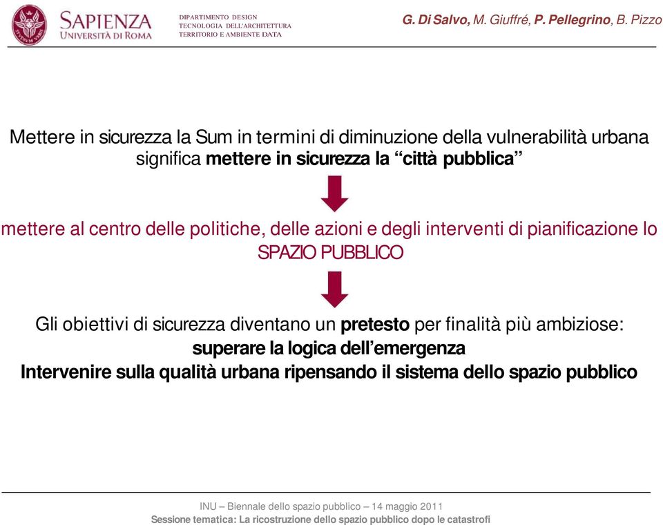 pianificazione lo SPAZIO PUBBLICO Gli obiettivi di sicurezza diventano un pretesto per finalità più