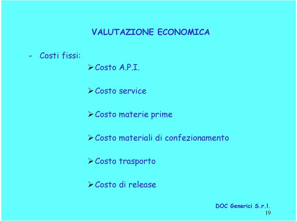 Costo service Costo materie prime