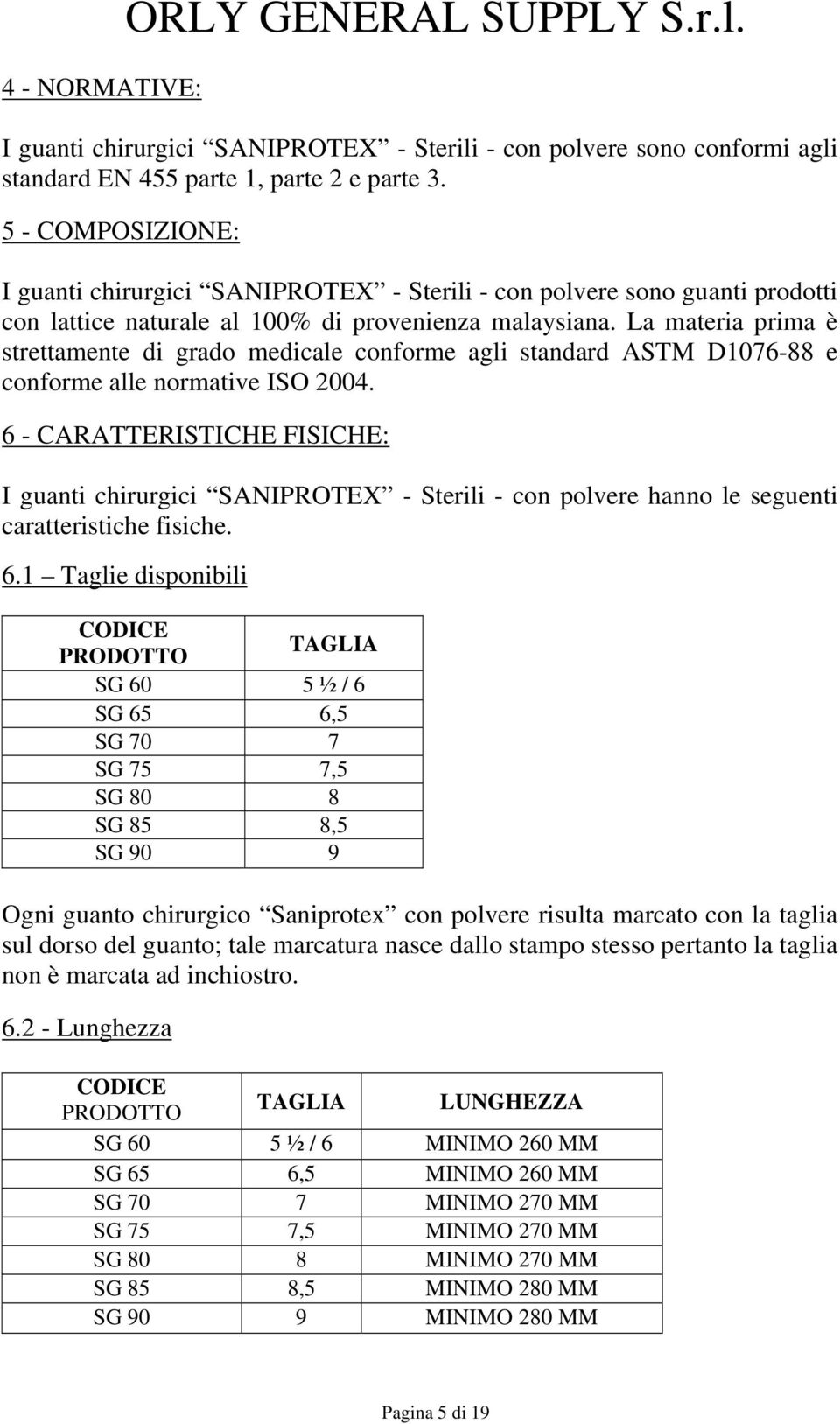 La materia prima è strettamente di grado medicale conforme agli standard ASTM D1076-88 e conforme alle normative ISO 2004.