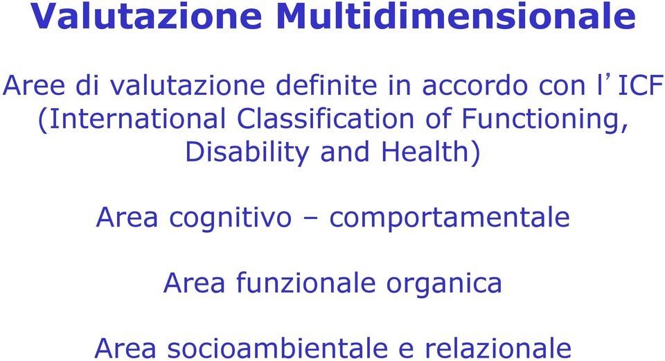 Functioning, Disability and Health) Area cognitivo