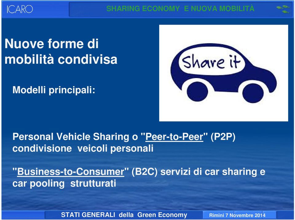 "Peer-to-Peer" (P2P) condivisione veicoli personali