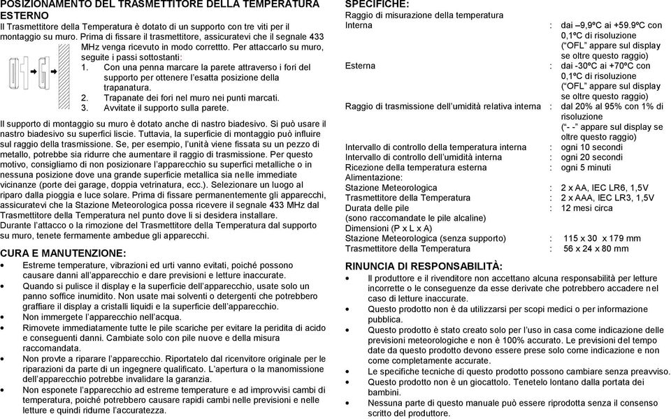 Con una penna marcare la parete attraverso i fori del supporto per ottenere l esatta posizione della trapanatura. 2. Trapanate dei fori nel muro nei punti marcati. 3.