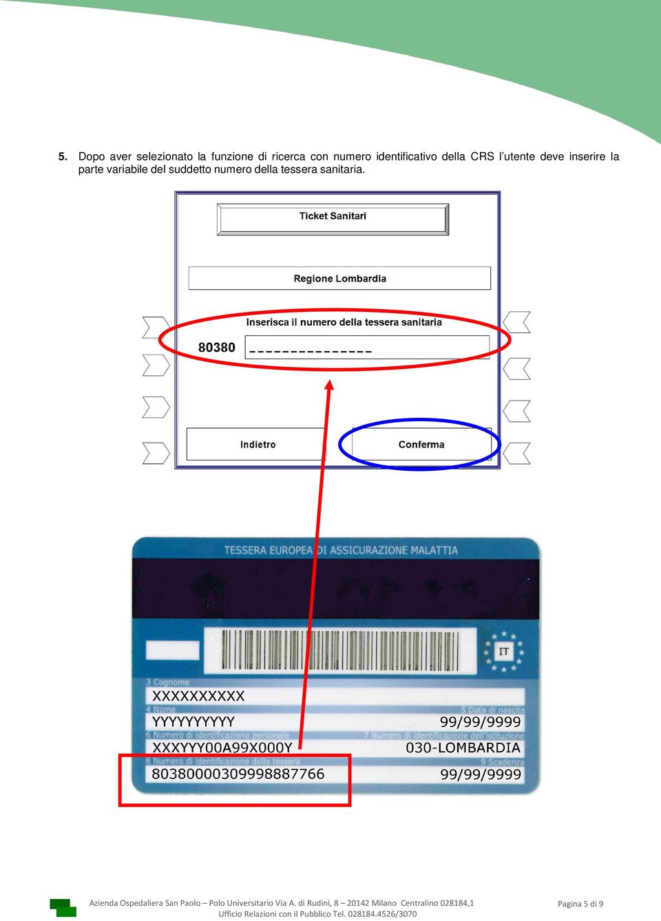 utente deve inserire la parte variabile del