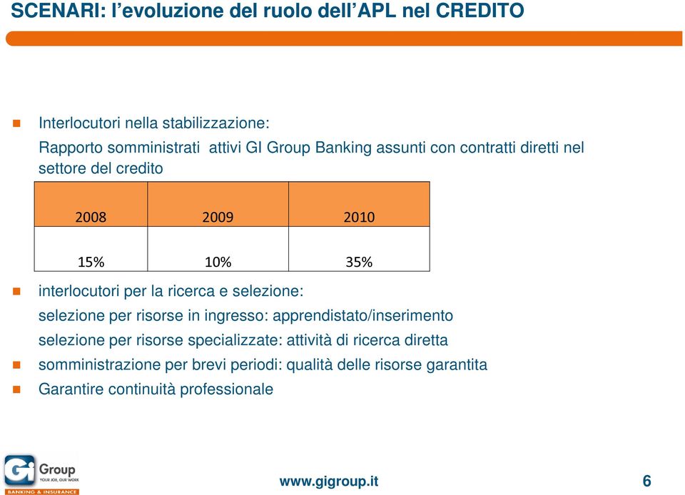 selezione: selezione per risorse in ingresso: apprendistato/inserimento selezione per risorse specializzate: attività di ricerca