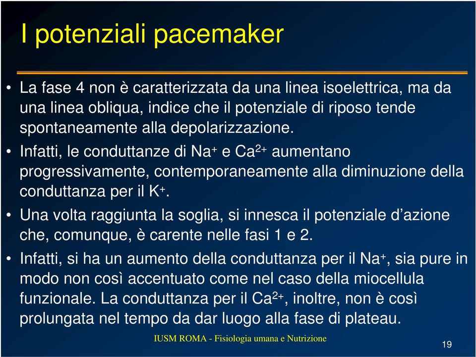 Una volta raggiunta la soglia, si innesca il potenziale d azione che, comunque, è carente nelle fasi 1 e 2.