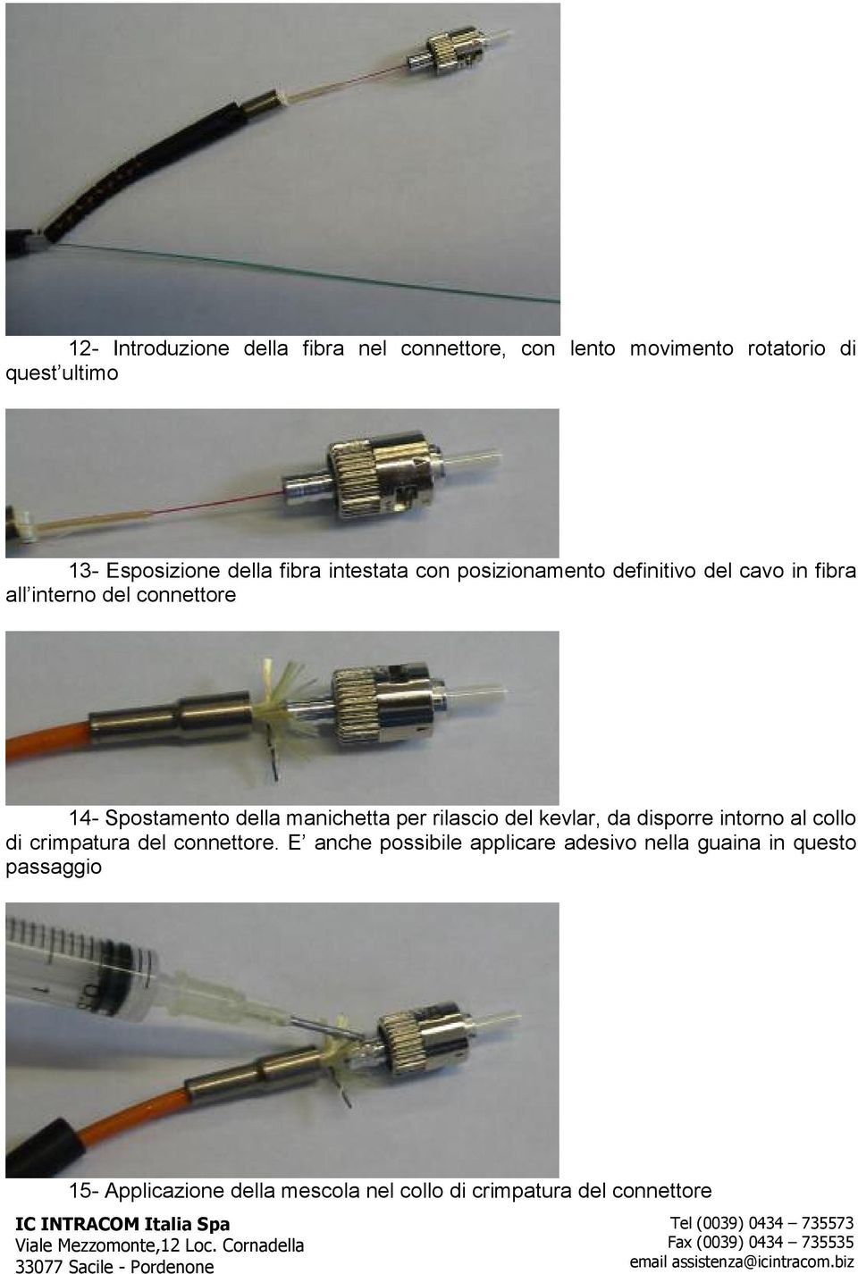 manichetta per rilascio del kevlar, da disporre intorno al collo di crimpatura del connettore.