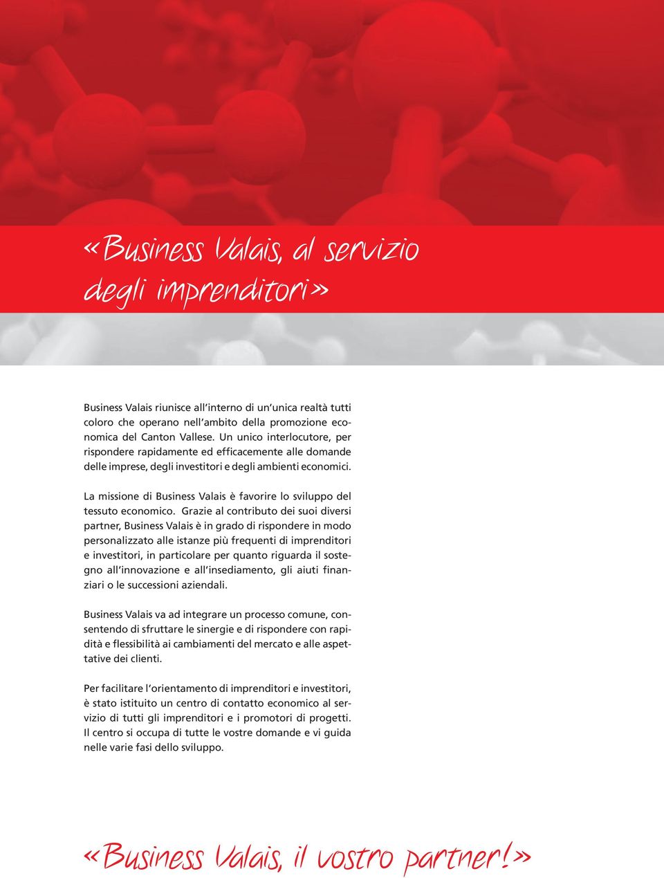 La missione di Business Valais è favorire lo sviluppo del tessuto economico.
