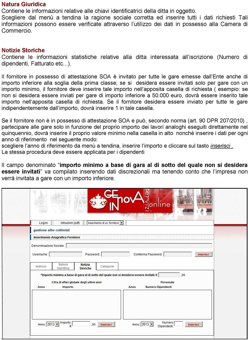 Commercio. Notizie Storiche Contiene le informazioni statistiche relative alla ditta interessata all iscrizione (Numero di dipendenti, Fatturato etc...).