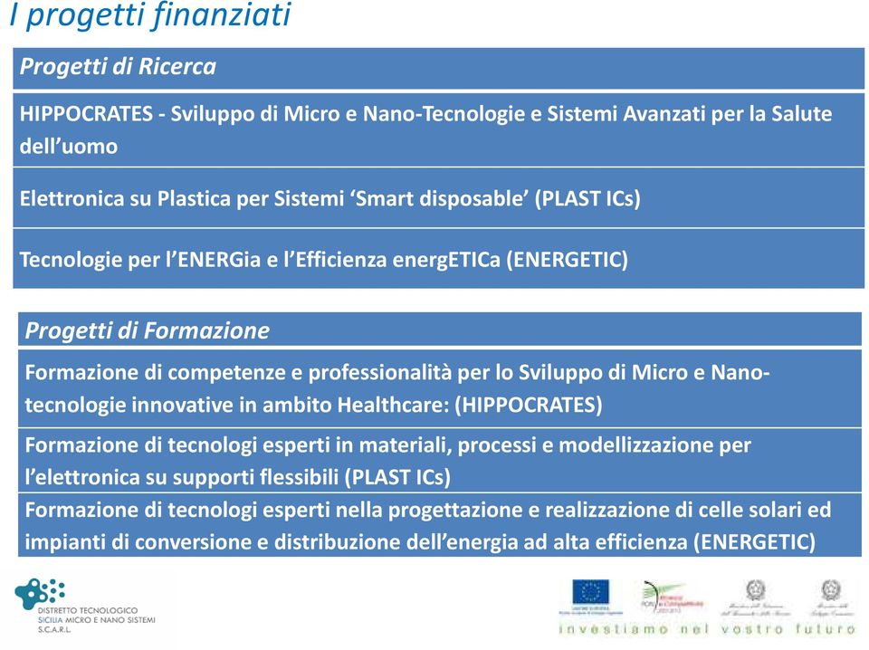 Nanotecnologie innovative in ambito Healthcare: (HIPPOCRATES) Formazione di tecnologi esperti in materiali, processi e modellizzazione per l elettronica su supporti flessibili