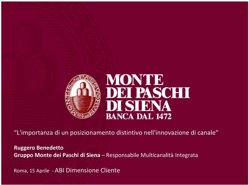 Gruppo Monte dei Paschi di Siena Responsabile