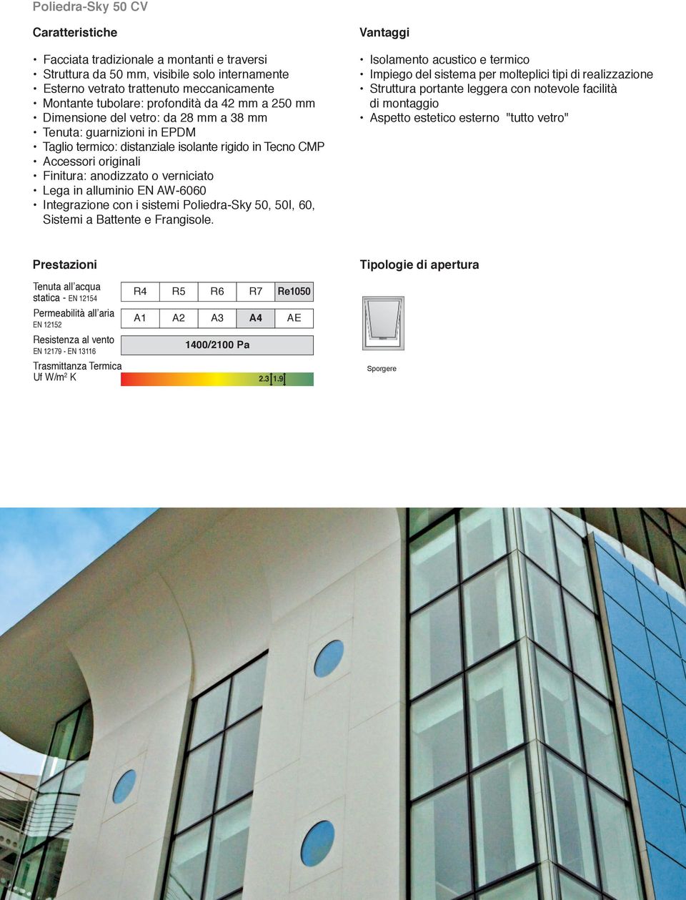 Lega in alluminio EN AW-6060 Integrazione con i sistemi Poliedra-Sky 50, 50I, 60, Sistemi a Battente e Frangisole.