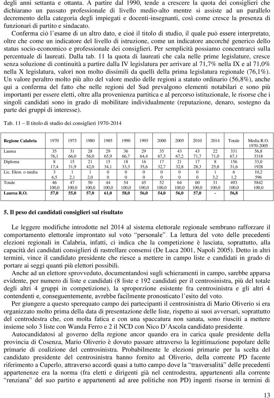 e docenti-insegnanti, così come cresce la presenza di funzionari di partito e sindacato.