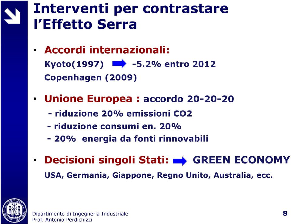 emissioni CO2 - riduzione consumi en.