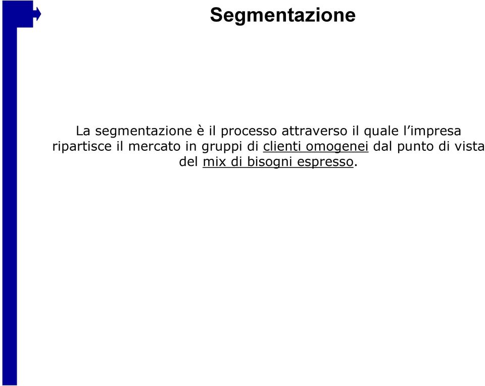 ripartisce il mercato in gruppi di clienti