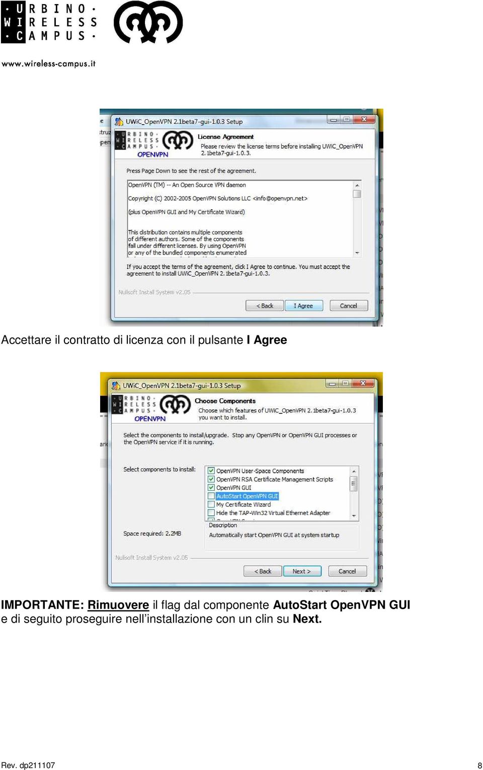 componente AutoStart OpenVPN GUI e di seguito