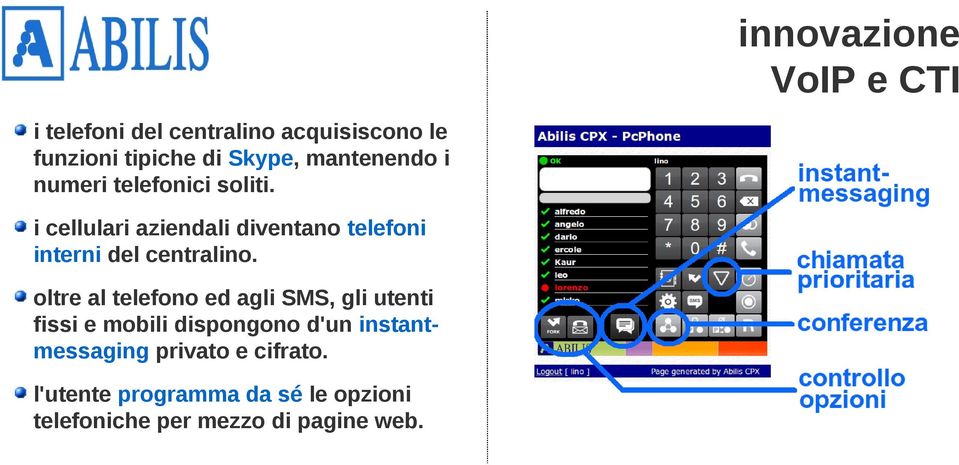 i cellulari aziendali diventano telefoni interni del centralino.