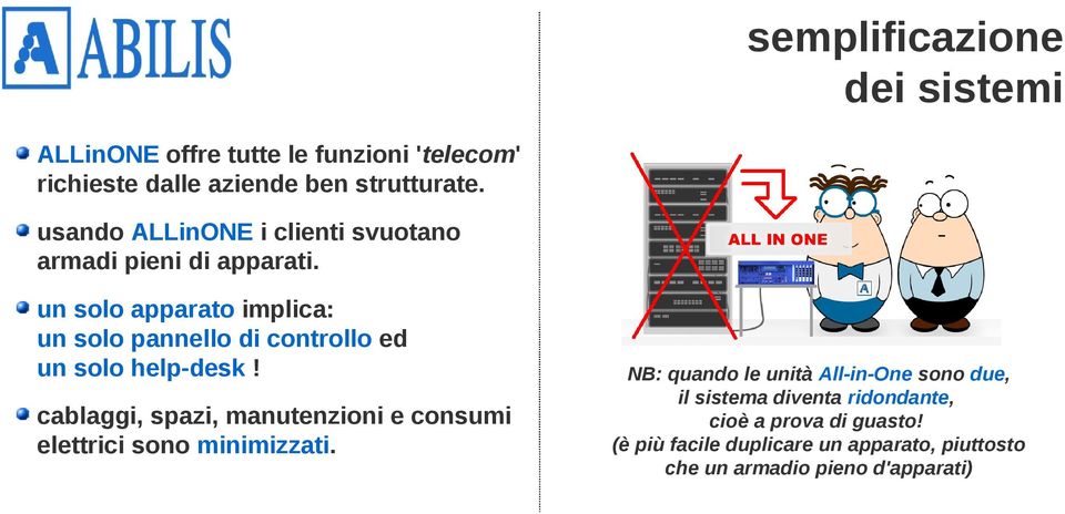 un solo apparato implica: un solo pannello di controllo ed un solo help-desk!