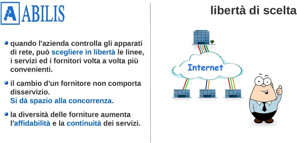 convenienti. il cambio d'un fornitore non comporta disservizio.