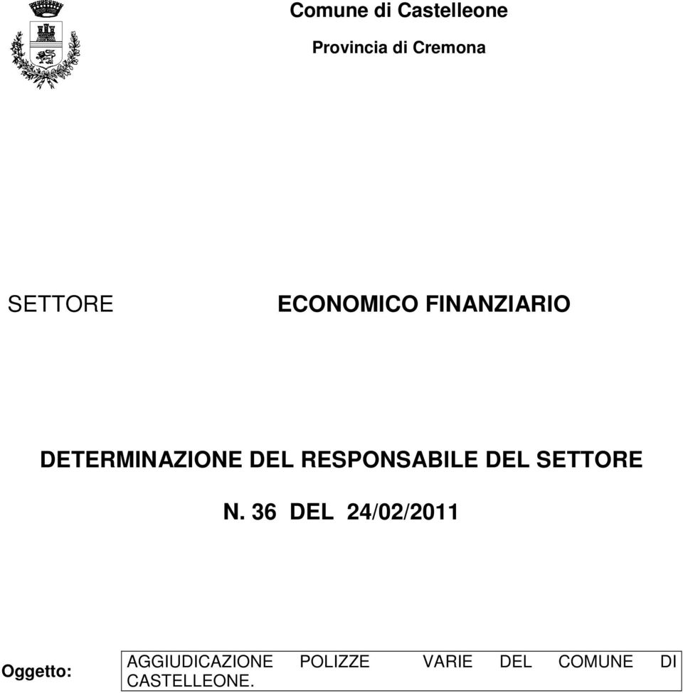 RESPONSABILE DEL SETTORE N.