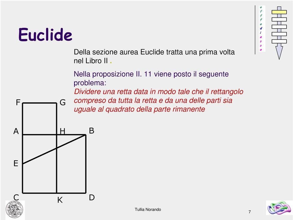 11 viene posto il seguente problema: Dividere una retta data in modo