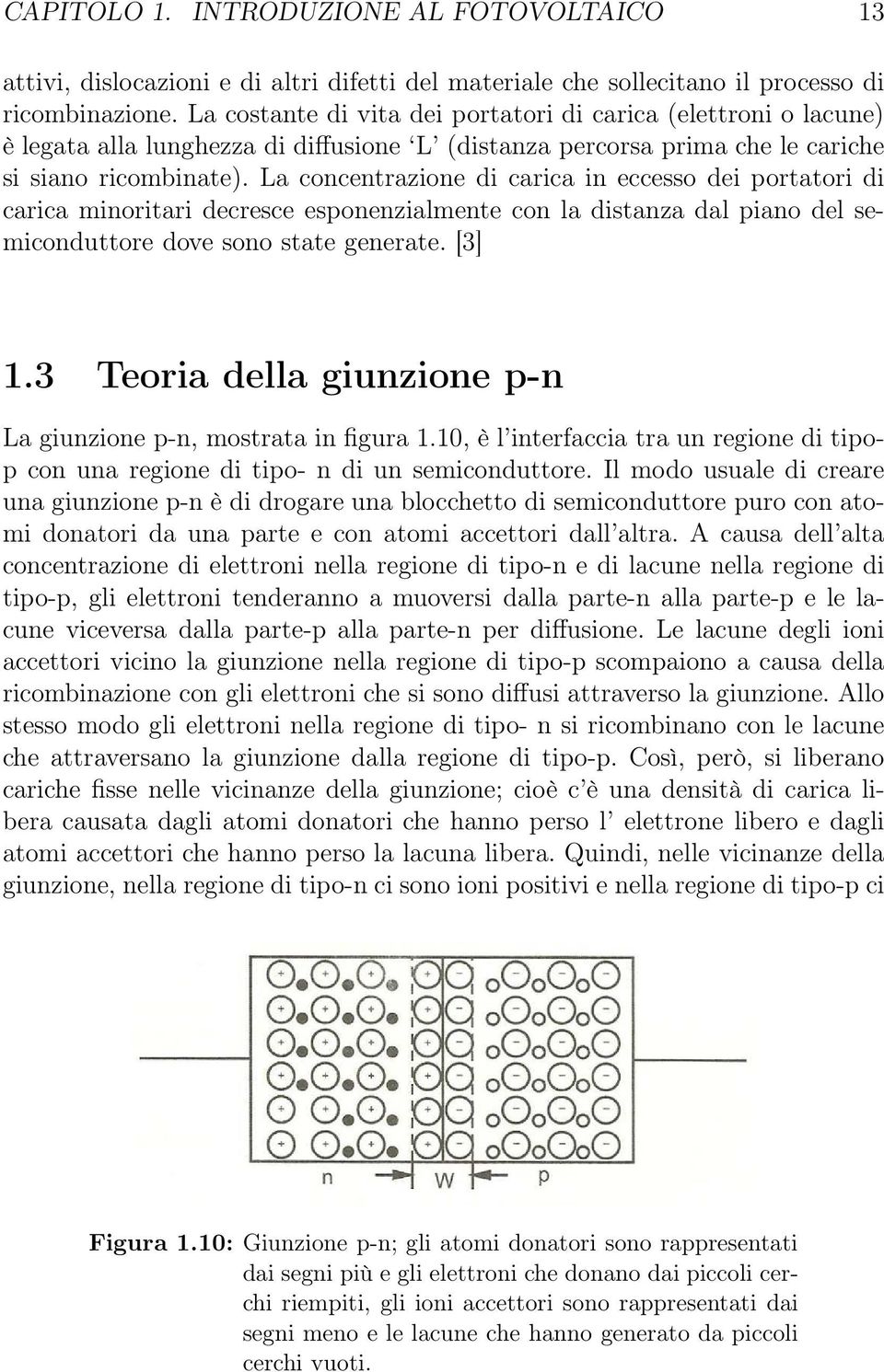 La concentrazione di carica in eccesso dei portatori di carica minoritari decresce esponenzialmente con la distanza dal piano del semiconduttore dove sono state generate. [3] 1.