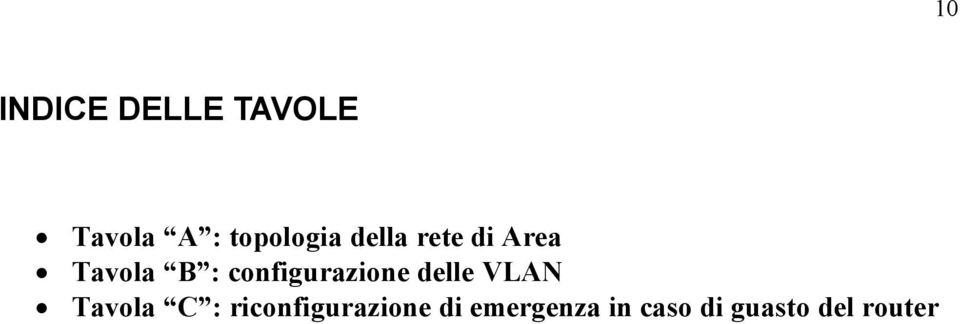 configurazione delle VLAN Tavola C :