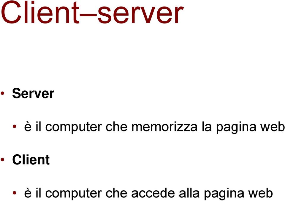 pagina web Client è il